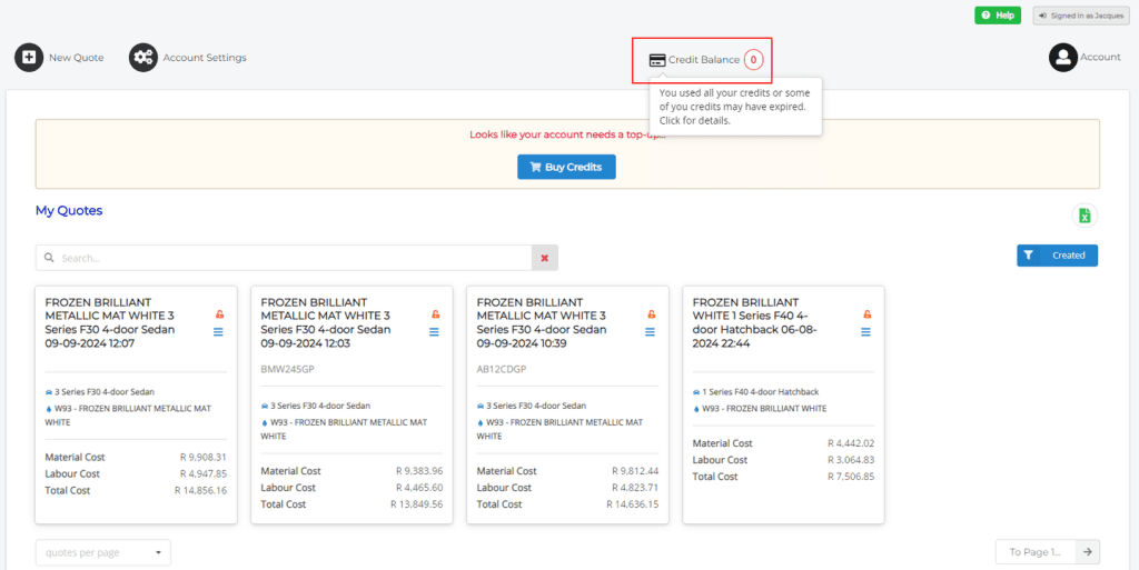 Credit Balance Indicator