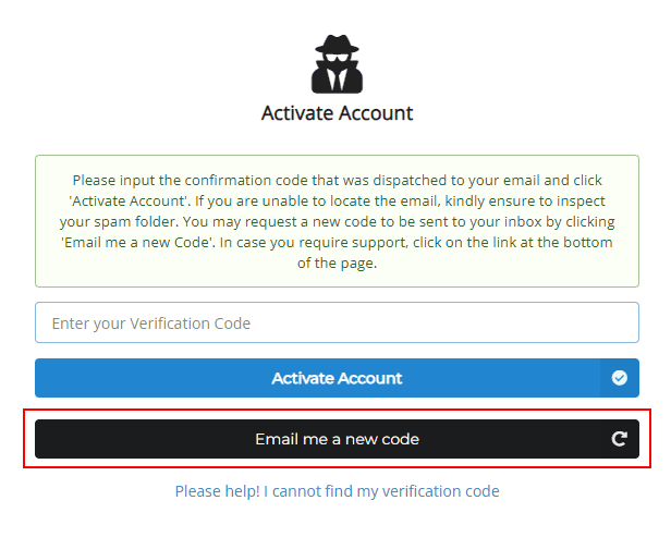 Activate Account Screen